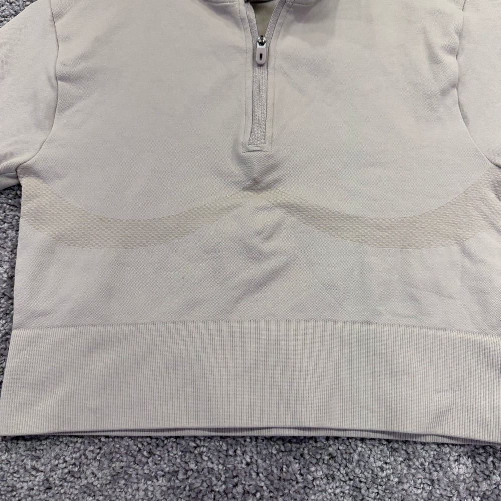 Work Out Quarter Zip Pullover Womens S Beige Seamless Crop Top - Picture 5 of 8